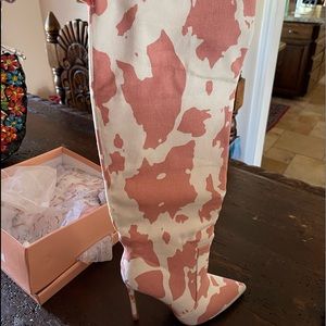 Ms Lola pink cow print boots